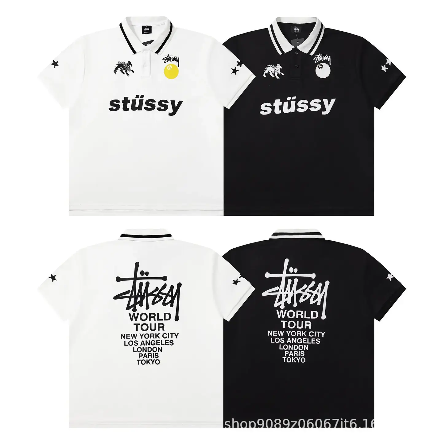 2024 Cross-Border European and American Export Letter Printing Summer Loose Simple Casual High Street Short-Sleeved Couple Same Style Polo