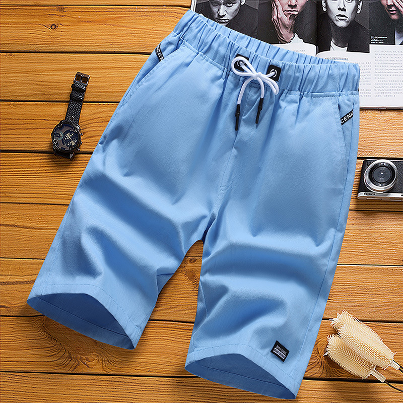 Cotton shorts men's cropped pants trendy summer casual loose cropped pants men's medium pants large shorts Beach