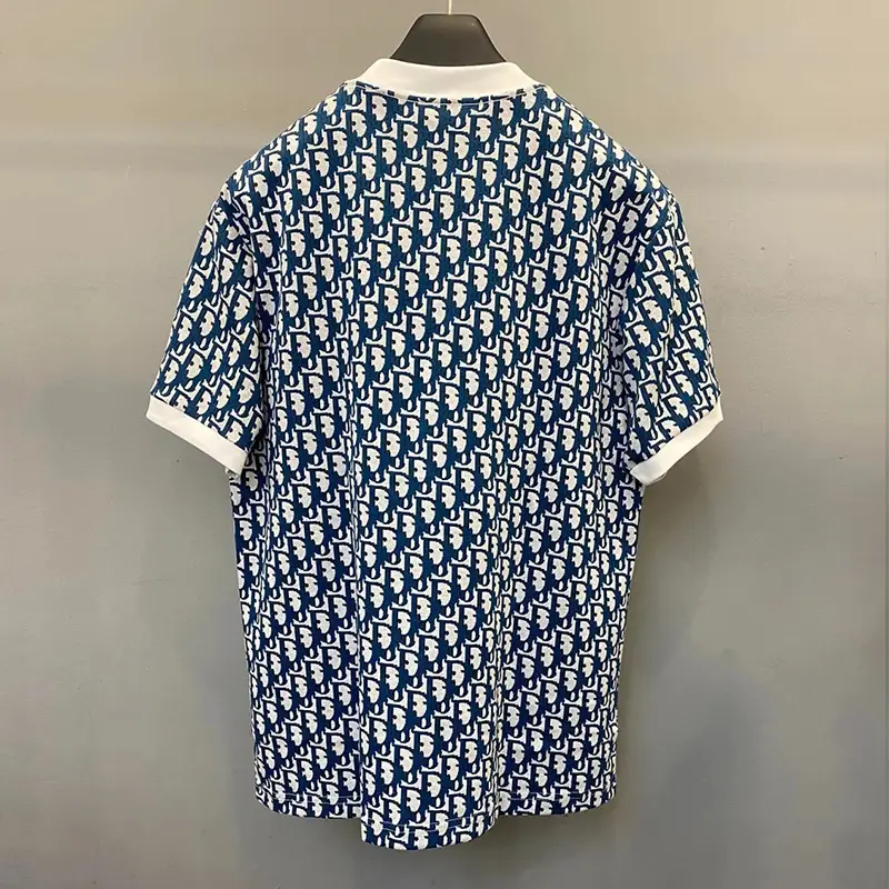 2025 Summer Correct Version CD Home Full Printed Short Sleeve T-Shirt Letter Logo Men's and Women's Knitwear Loose Half Sleeve