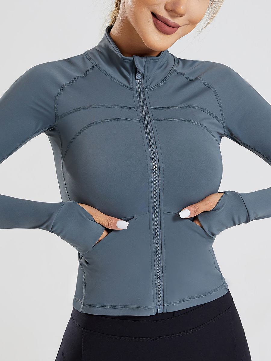 Cross-border autumn and winter new yoga coat women's outdoor sports training fitness clothes long-sleeved top zipper coat jacket