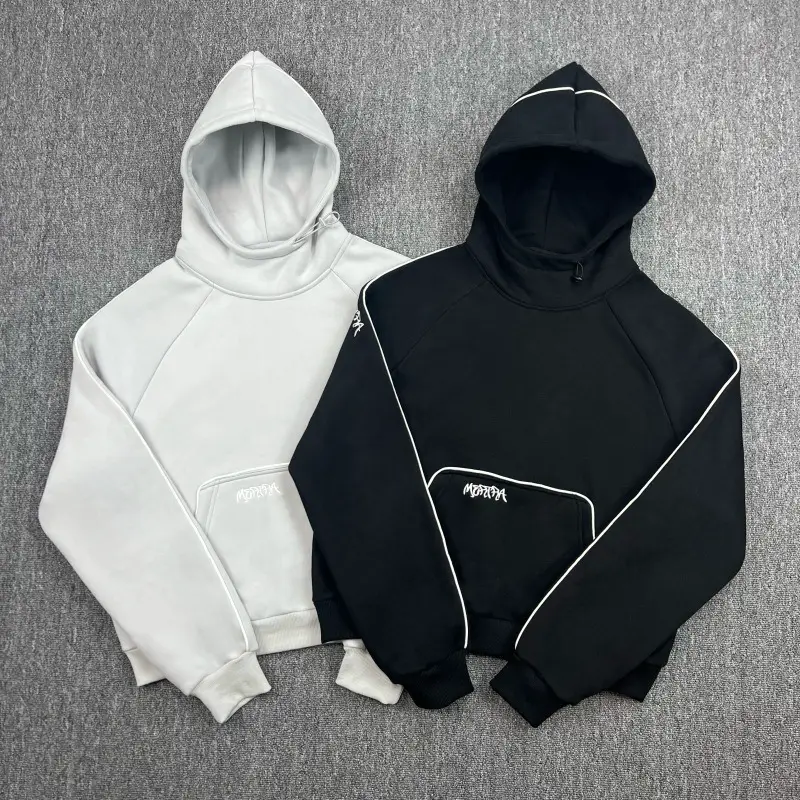 Cross-Border Mertra Splicing Bat Sleeve Embroidered Velvet Hooded Sweatshirt American High Street Loose Winter Jacket for Men and Women
