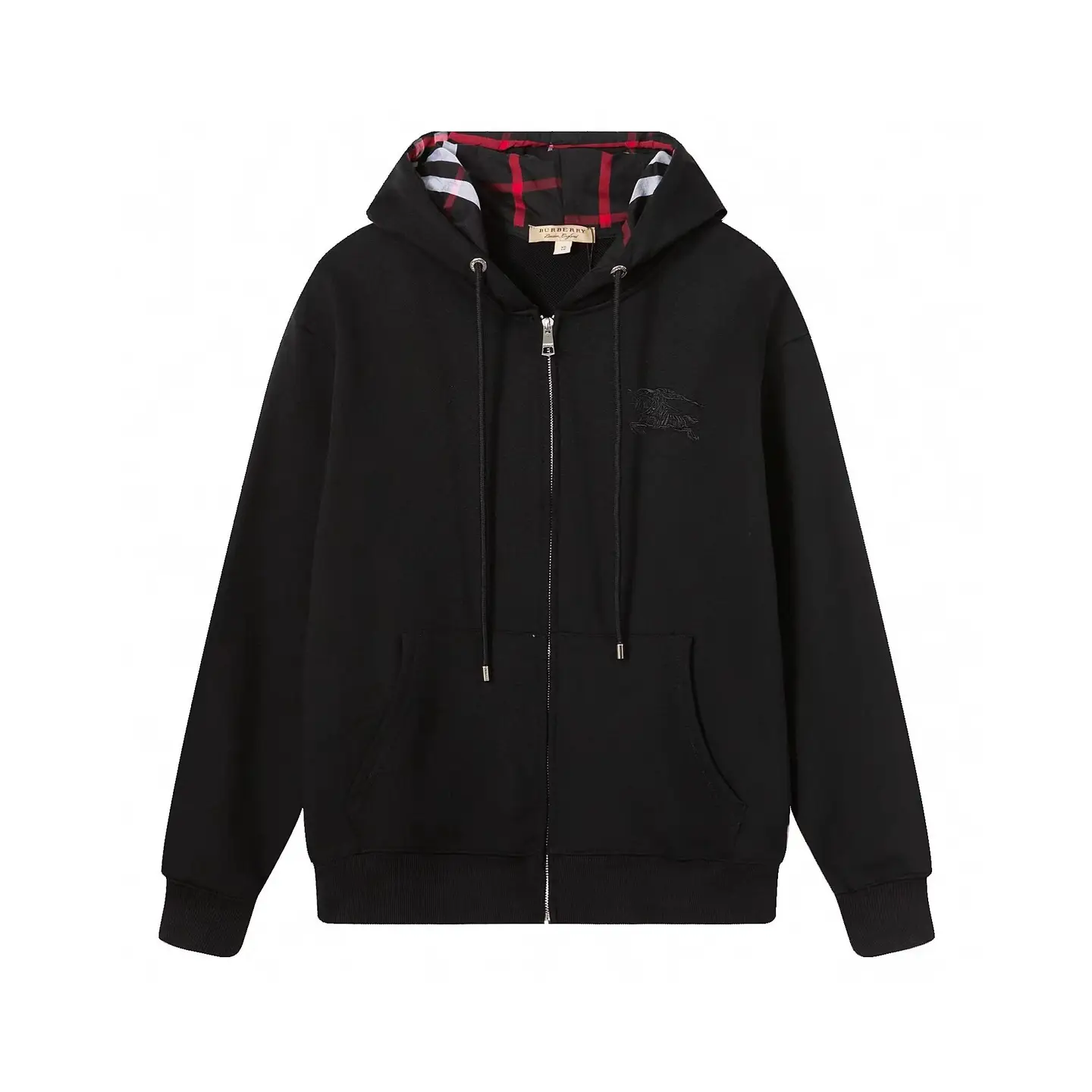 High quality plaid hooded zip hoodie