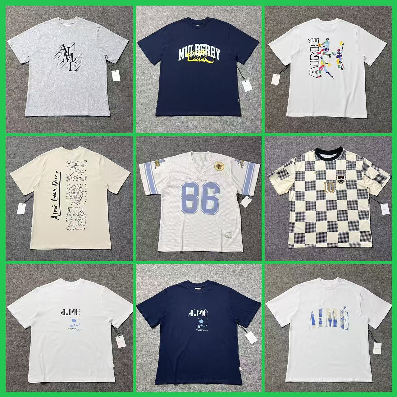 Cross-border Foreign Trade Aime Classic Letter Printing Landmark Building Round Neck Loose Men's and Women's Couples Short-sleeved T-shirt Trendy