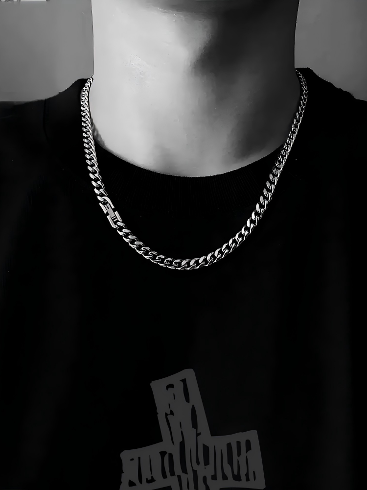Hos Non-Fading Original Hip-Hop Hong Kong Style Cuban Men's Chain Titanium Steel Simple Versatile Niche Clavicle Chain Trendy