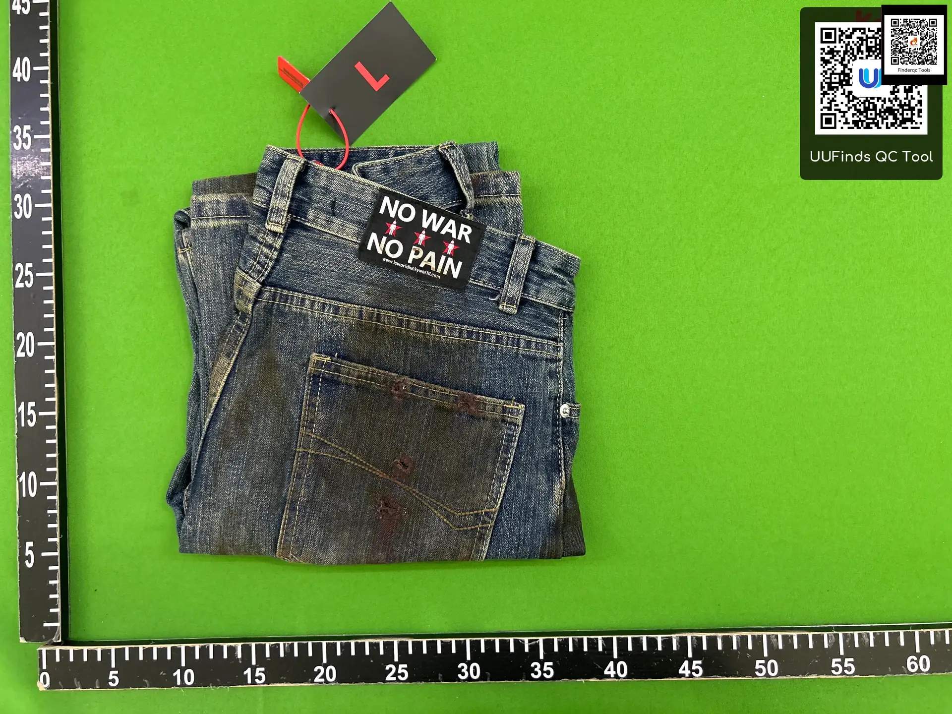 [Laukward's Land] 2024Ss War Criminal Bloodstained Destruction Knife Cut Bullet Hole Niche Micro-Flared Denim pants