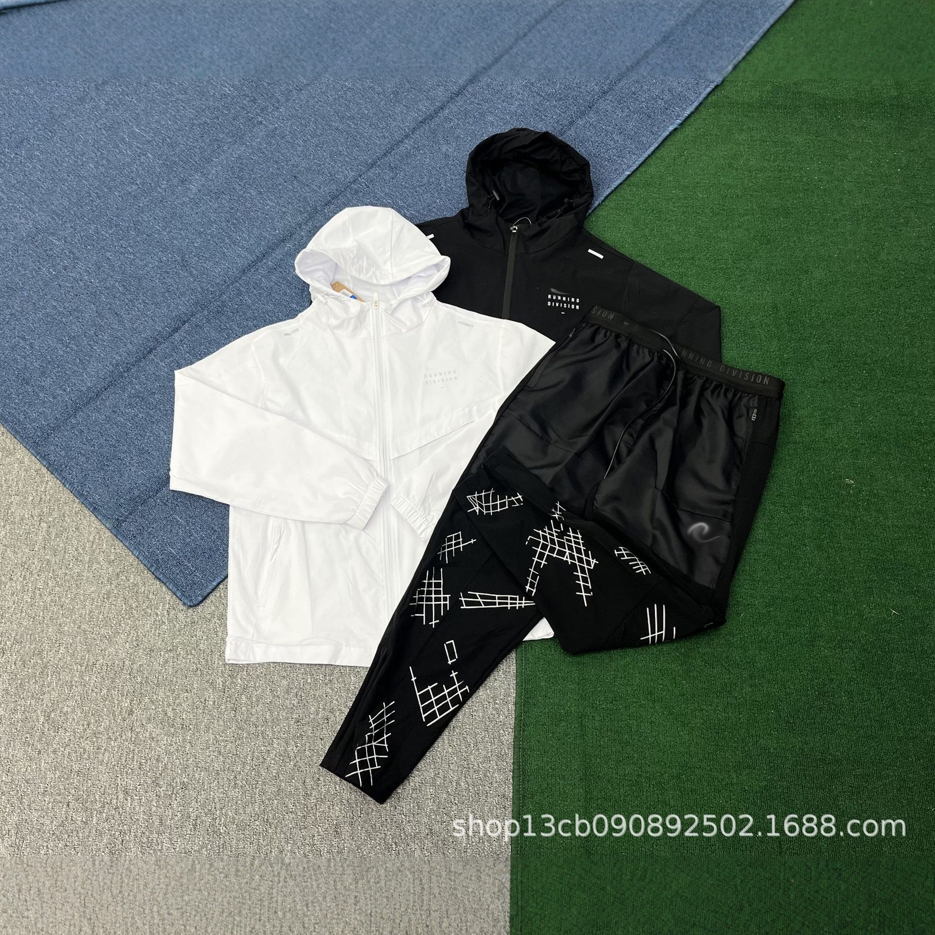 Sports Training Quick-Drying Windproof Jacket and Ice Silk Pants Set for Spring and Autumn Outdoor Fitness, Jogging, and Hiking with Elastic Pattern