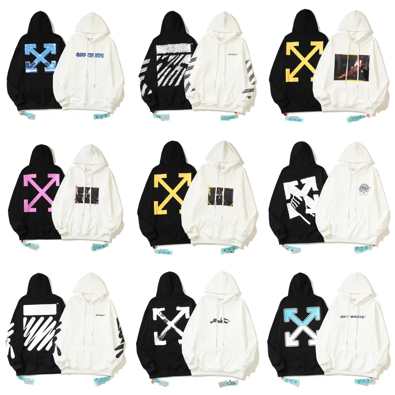 2024 Autumn and Winter New Ow Cross-Border High Version Baroque Angel Wings Pullover Sweatshirt Men's and Women's Hoodies Wholesale