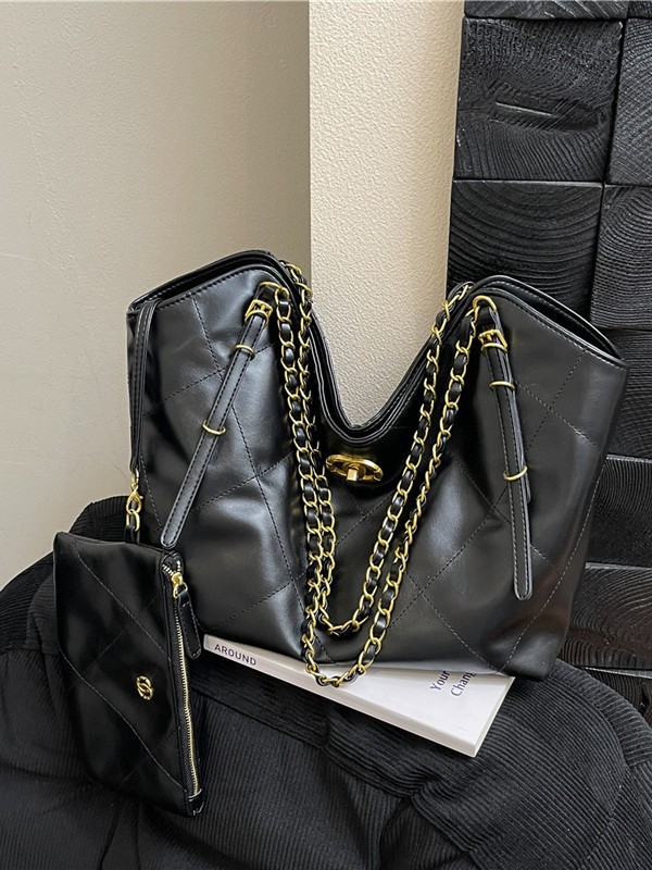 Cross-Border Best-Selling Small Fragrant Rhombus Chain Tote Bag 2025 New Large-Capacity Design Shoulder Bag Armpit Bag for Women