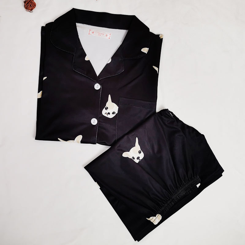 Foreign Trade Wholesale Summer Pajamas for Women High-Quality Imitation Cotton Cardigan Short-Sleeved Shorts Suit Loose Casual Women's Home Wear