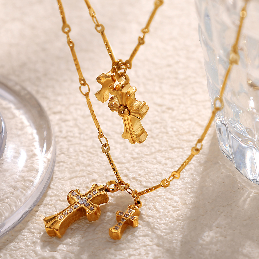 2025 Niche All-match Cross Clavicle Chain High-grade Exquisite Fashion Necklace Hot-selling Design Long Chain