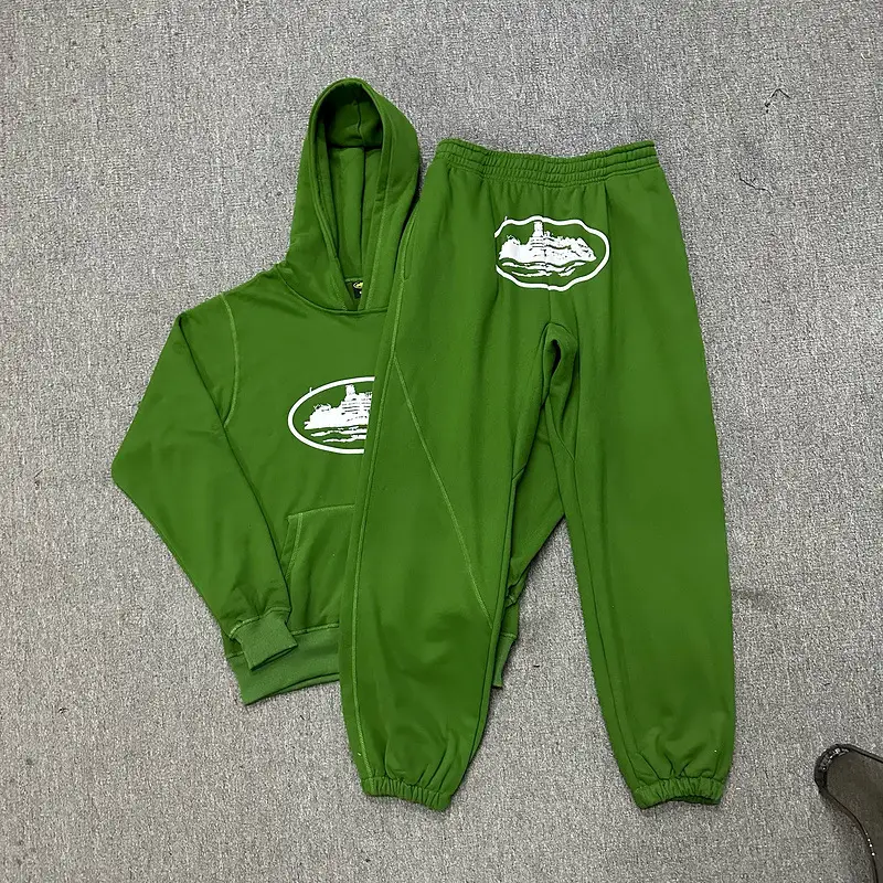Classic Series Ship Print Logo Hip-Hop Loose Hooded Sweatshirt Trendy Casual Sweatpants for Men and Women