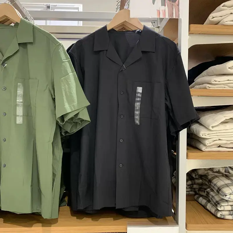 Flat men's and women's clothing 25 summer Modal cotton blend open neck shirt/short sleeved shirt 464938/474519