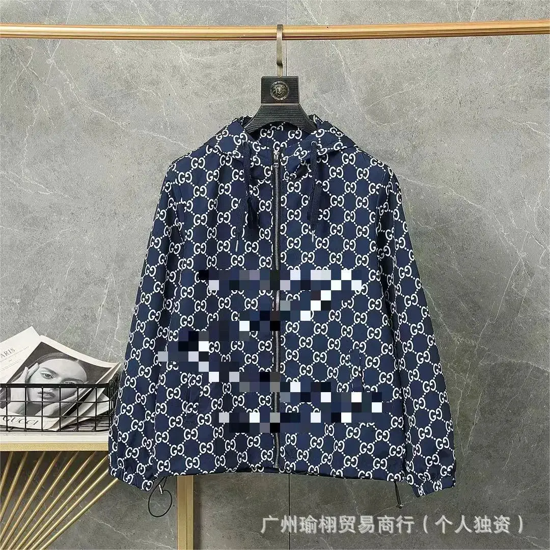 G家春秋潮牌男士轻奢连帽印花夹克休闲时尚潮流外套百搭