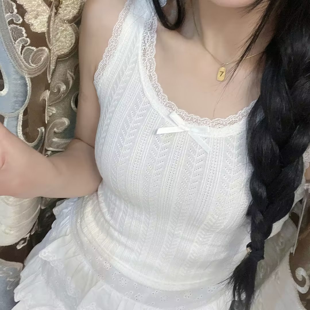 BM style Brandy same style Zhao Lusi same style eyelet lace short navel-exposed BM camisole inner top for women