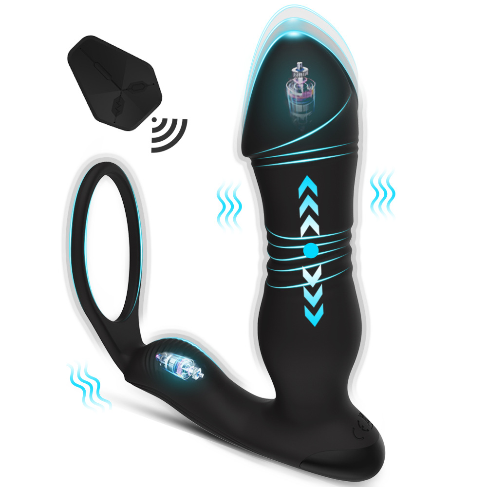 Back court king 3 generation telescopic remote control anal plug prostate massager vibration lock sperm ring adult supplies wholesale