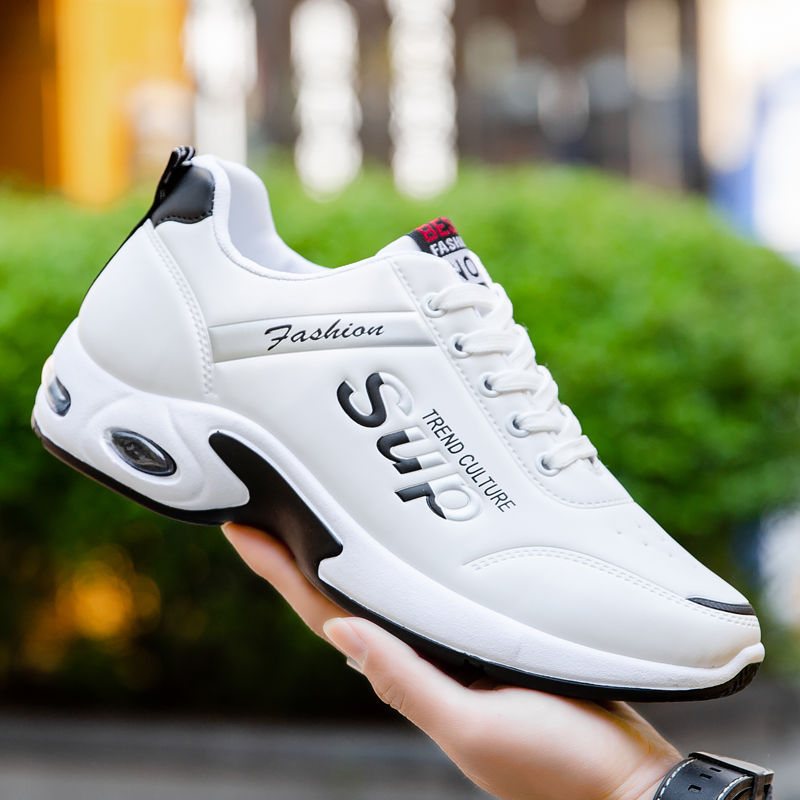 Sports Shoes for Men 2025 Autumn and Winter New Style Inner Heightening White Leather Shoes Men's Casual Running Shoes Dropshipping