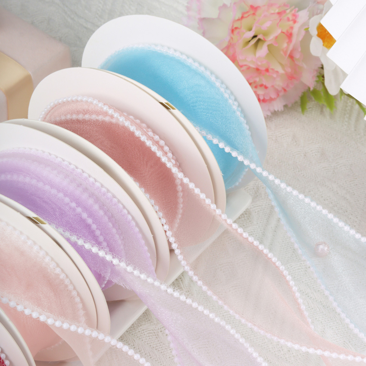 Pearl Fishtail Yarn Ribbon Flower Material Packaging Flower Bundle Wave Yarn DIY Handmade Meteor Yarn Cake Yarn Ribbon