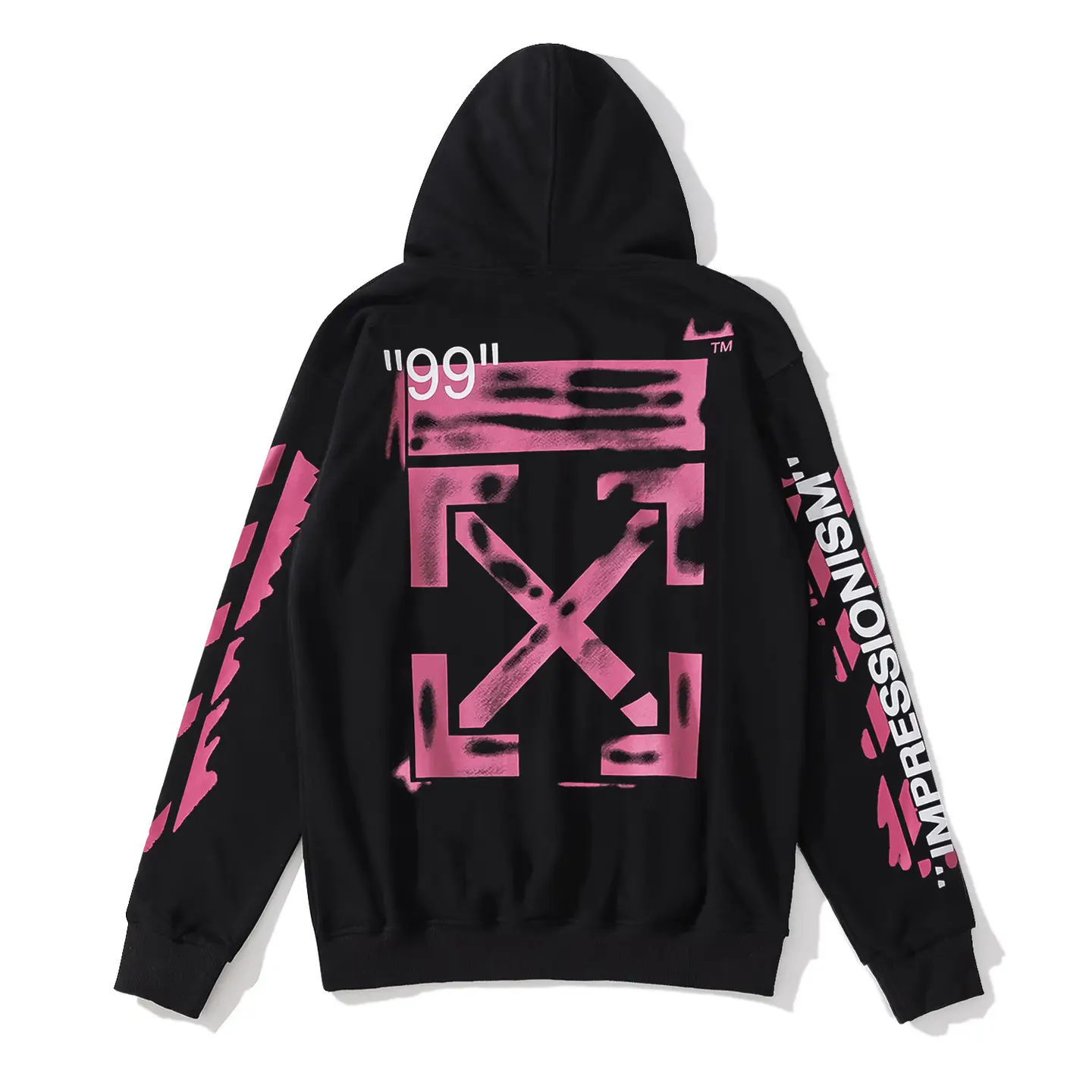 [off autumn and winter series] OW arrow graffiti fireworks 99 rubber strip printed sweater couple zipper hoodie pants