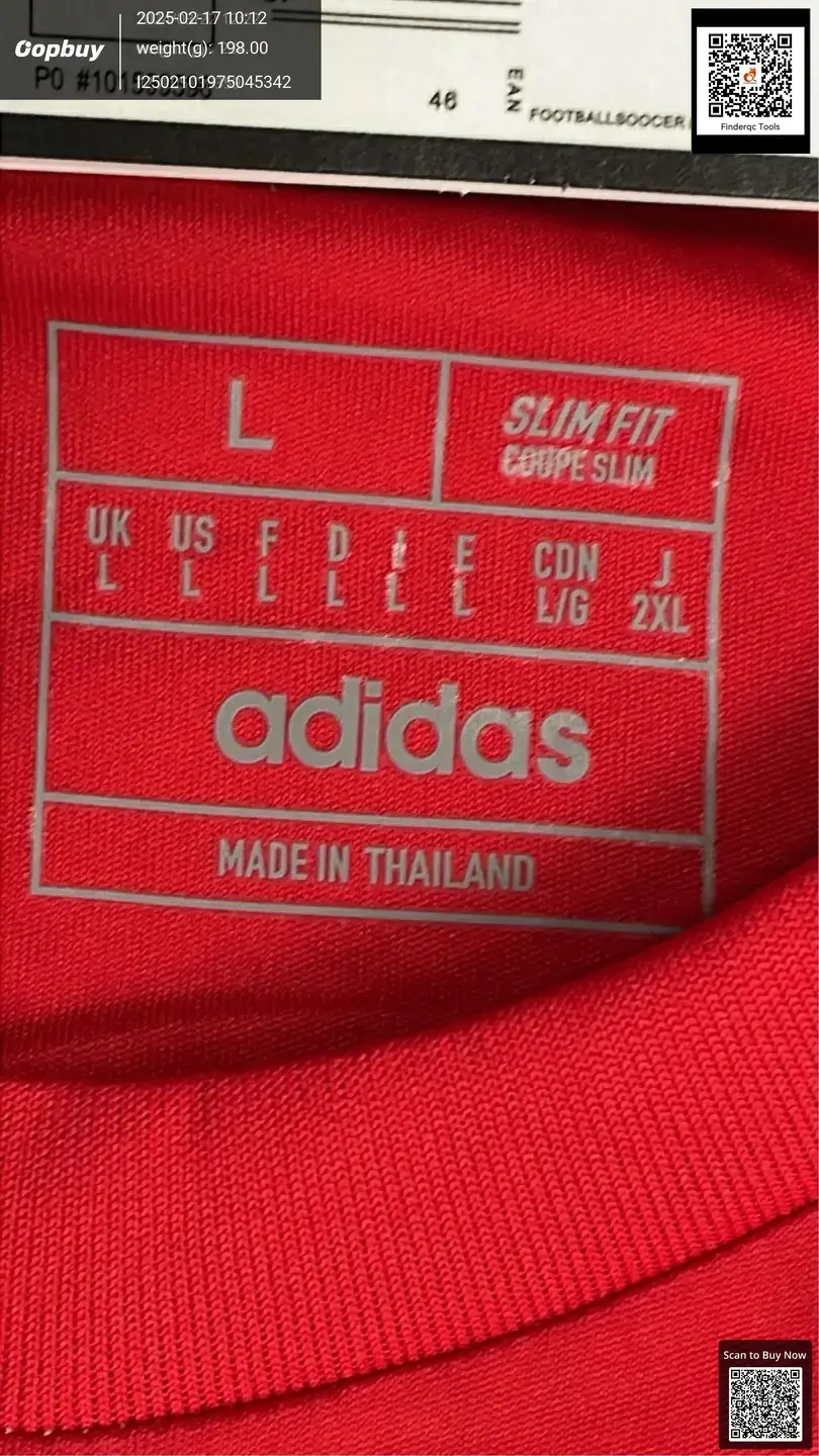 Adidas Slim Fit Coupe Slim Red Jersey L