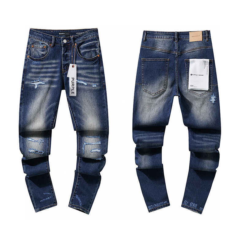 Purple Brand Splash-Ink Distressed Jeans American Street Style Men's and Women's High Street Casual Small Straight Pants