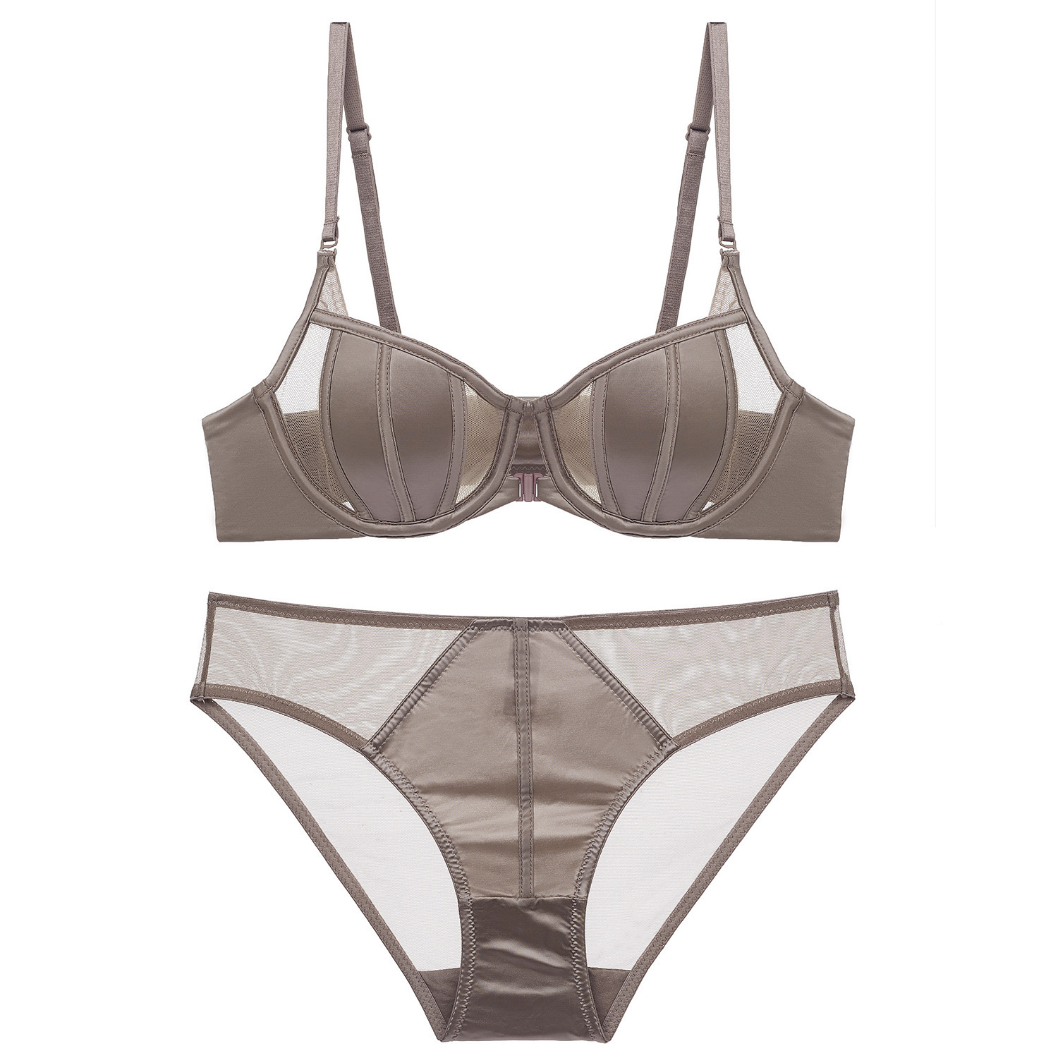 French Style Smoothed Women's Sexy Rabbit Ear Front Button Bra Thin Cotton Large Chest Small Anti-sagging Bra Set