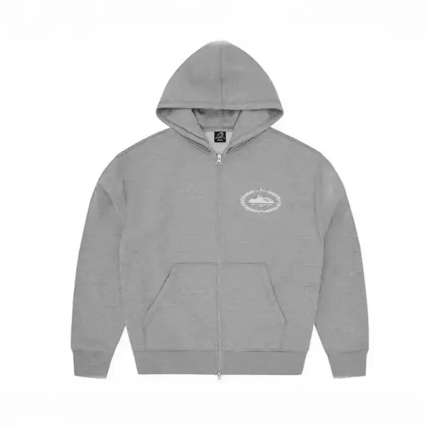 American High Street Outwear Alcatraz Crtz Hip-Hop Big Logo Print Open Chest Zipper Hooded Sweatshirt Men and Women pants