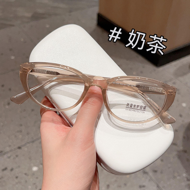 New American retro cat eye myopia glasses frame women's plain slimming TR90 glasses frame can be equipped with anti-blue light glasses