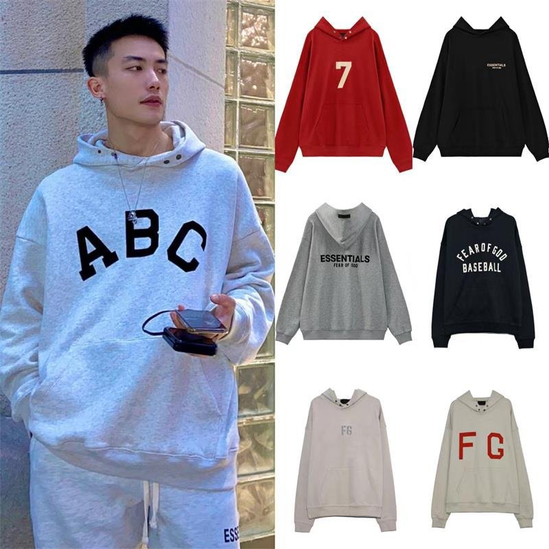 New FEAR OF GOD Season 7 Main Line essentials High Street Letter Flocking Hooded Sweatshirt Coat