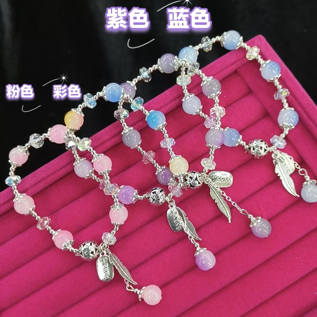 Stall Explosions Hand-woven Crystal Jade Red Rope Bracelet Anklet Two-dollar Store Explosions Copper Gold-plated Bracelet