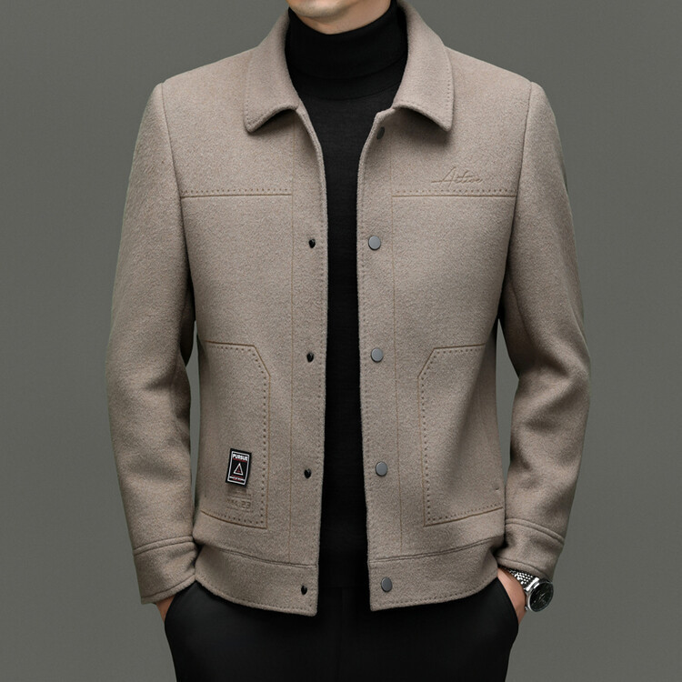Woolen Outwear Men's Woolen Short Outwear 2024 Winter New Thickeneded Warm Lapel Men's Jacket