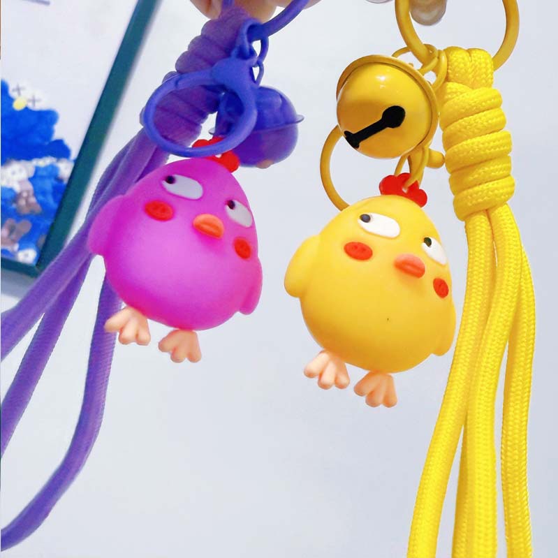Creative Hand-Woven Cute Chicken Pendant, Cute Cartoon Chick Pendant, Popular Silicone Keychain Finished Product