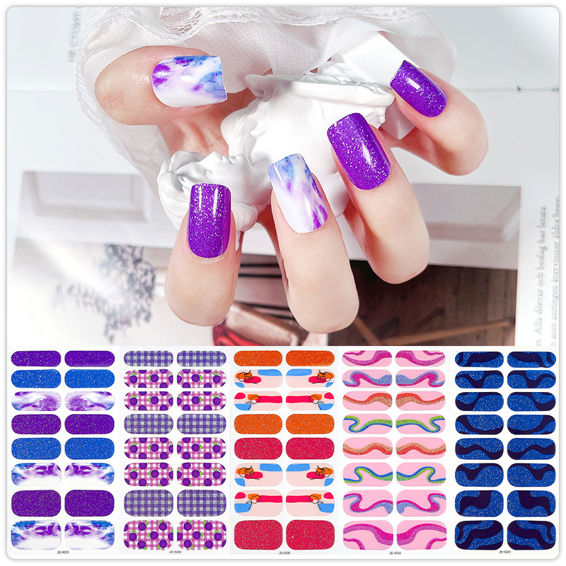 Zhengxiang Custom Cross-border Nail Stickers Striped Plaid Nail Stickers Flowers Amazon Foreign Trade Cross-border Nail Stickers