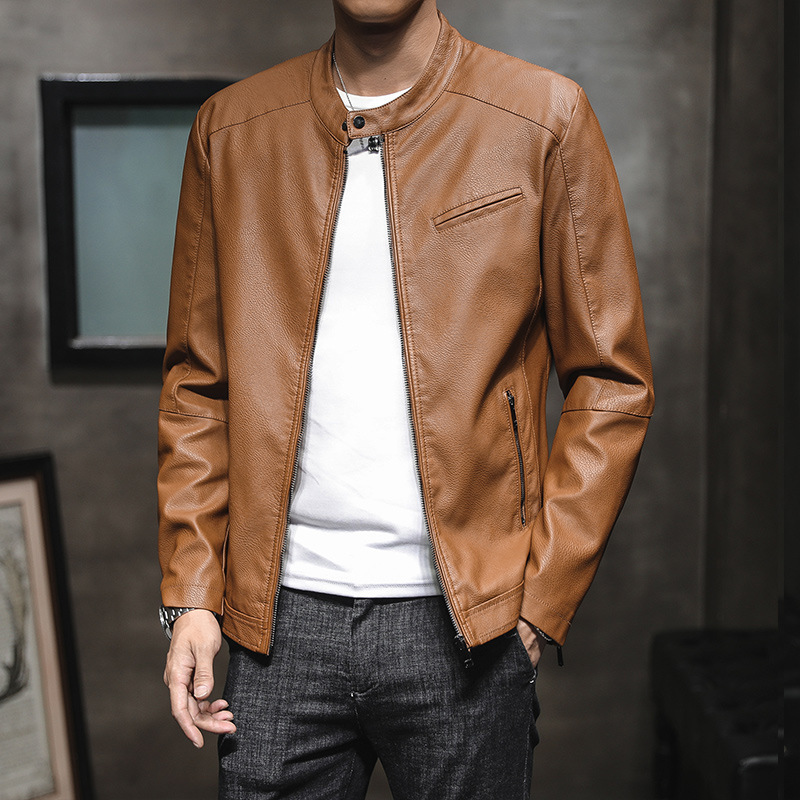2019 Spring and Autumn New Casual Leather Men's Jacket Korean Style Slim-fit Fashionable Handsome Youth PU Leather Jacket Men's Wear