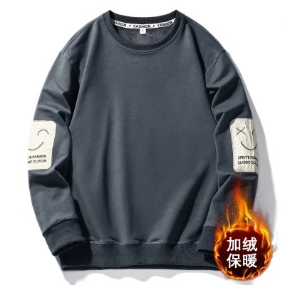 Cross-Border Export Douyin Popular Velvet Thickeneded Sweatshirt Men's Youth Autumn and Winter Sports T-Shirt Tops Bottoming Shirt