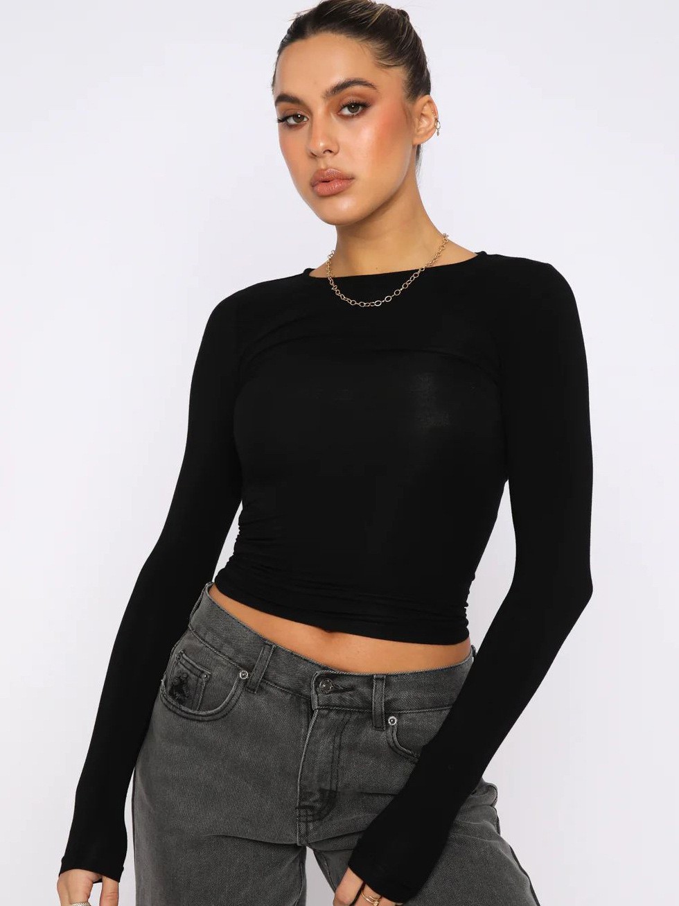 European and American Export Women's Tight-Fitting Y2K Casual Long-Sleeved T-Shirt Moisture-Wicking Women's Top Outer Wear Bottoming Shirt Trbottomy Style