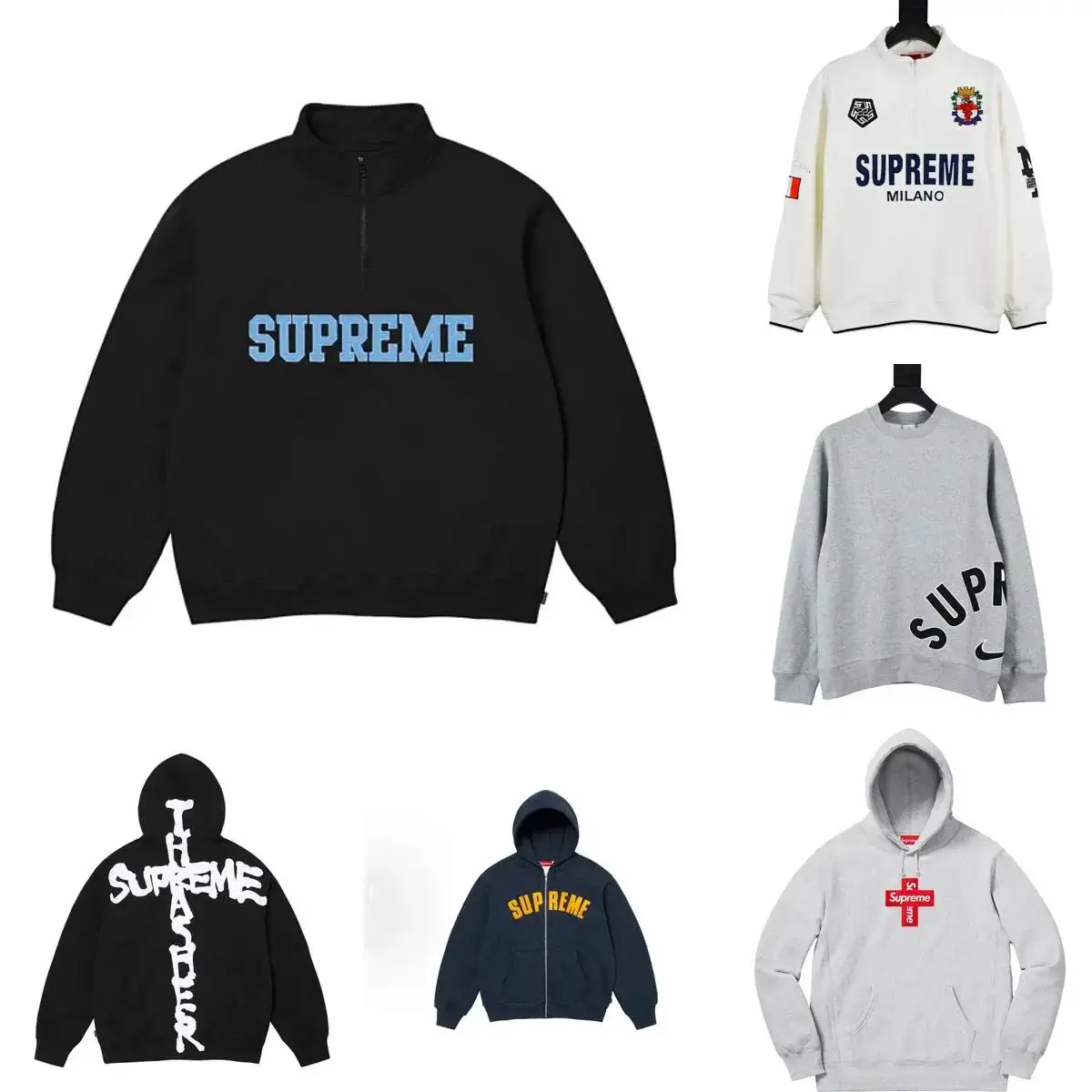High-quality classic letter print velvet round collar hooded zipper sweatshirt
