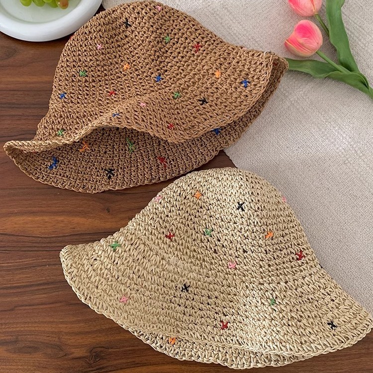 Korean new style big brim color sunshade straw hat holiday outing all-match straw sunscreen fashion beach hat
