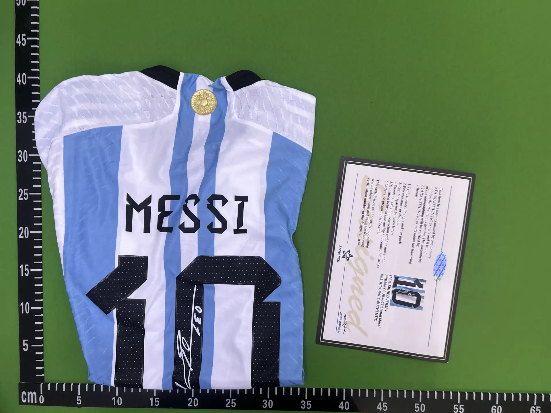 22Afa Home Jersey with Messi's Signature, Signed Football Shirt, Player Version Soccer Jersey