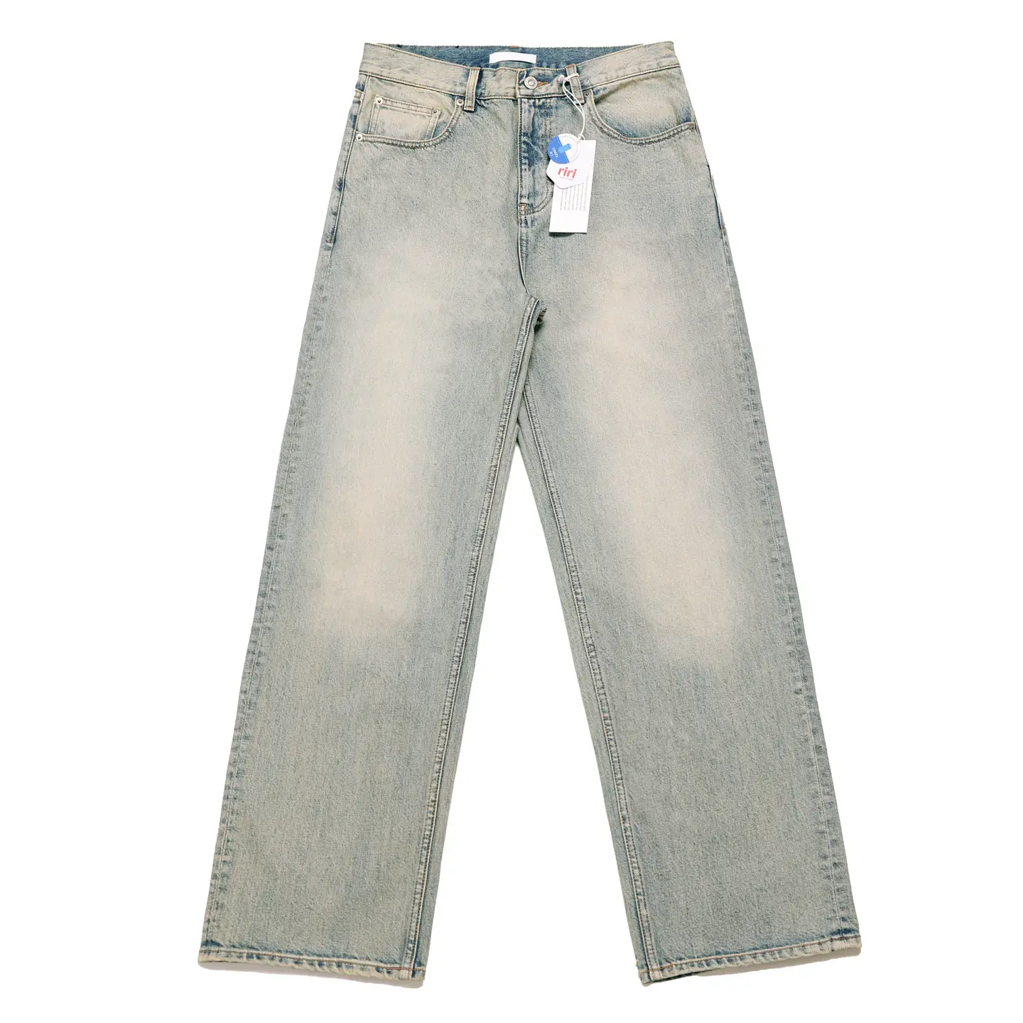 Selfness Kaihara Nissan Fabric RiRi Zipper Retro Stonewashed Washed Distressed Straight-leg Denim