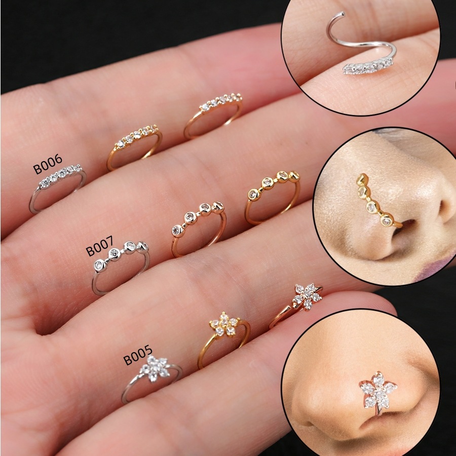 Amazon's Best-Selling Diamond-Encrusted Nose Ring, Fashionable European and American Piercing-Free Zircon Piercing Nose Clip, Accessible Luxury and Exquisite Nose Jewelry