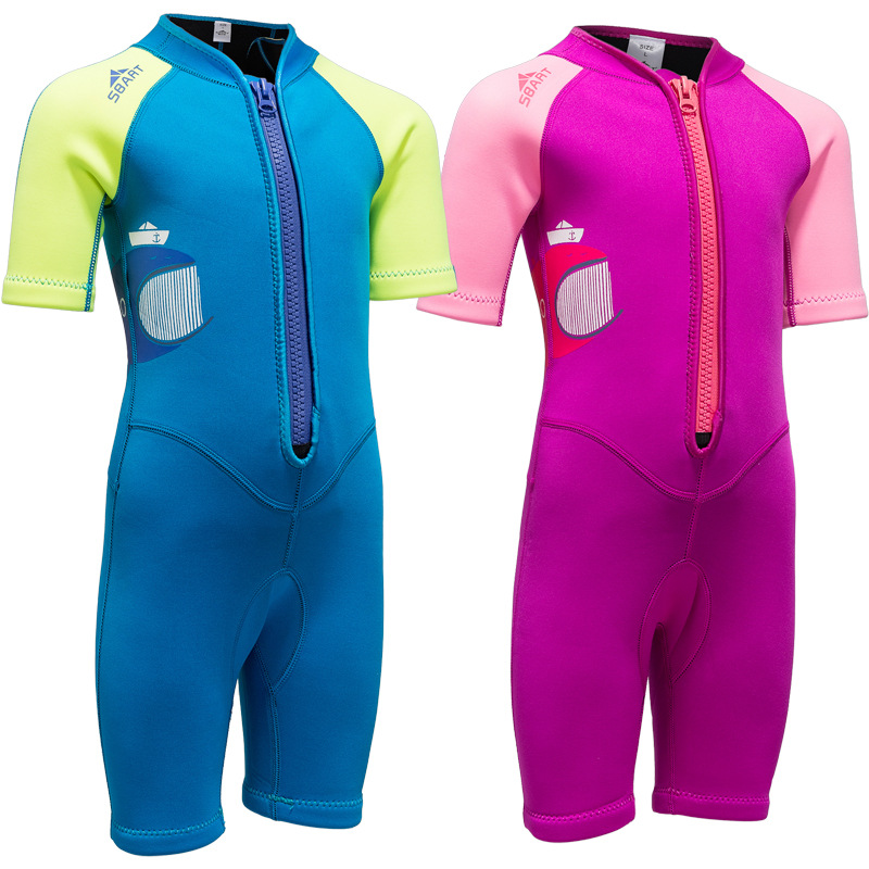 2mm Kidsren's Wetsuit Boys and Girls Jellyfish Suit Sun Protection Surfing Suit One-Piece Warm Thickeneded Cold-Proof Kidsren's Swimsuit