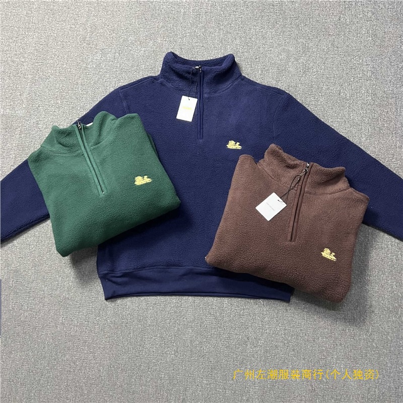 New York Classy Ald Retro Thick Polar Fleece Autumn and Winter Half-Zip High Collar Warm Slightly Loose Men's and Women's Jacket Trend