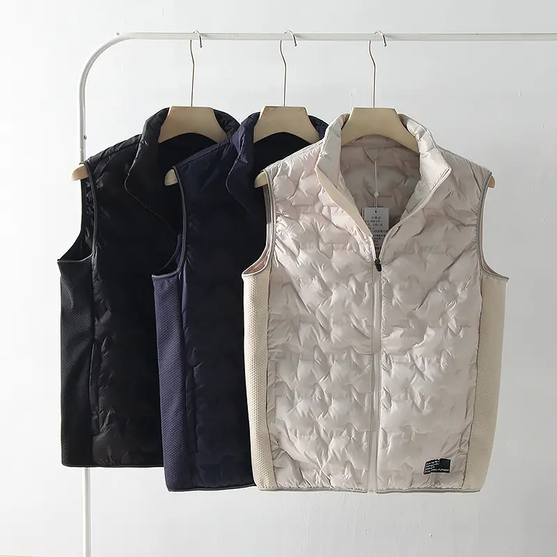 Autumn and winter men's foreign trade couple models stand-up collar warm high value lightweight compression rubber down vest versatile leisure shoulders