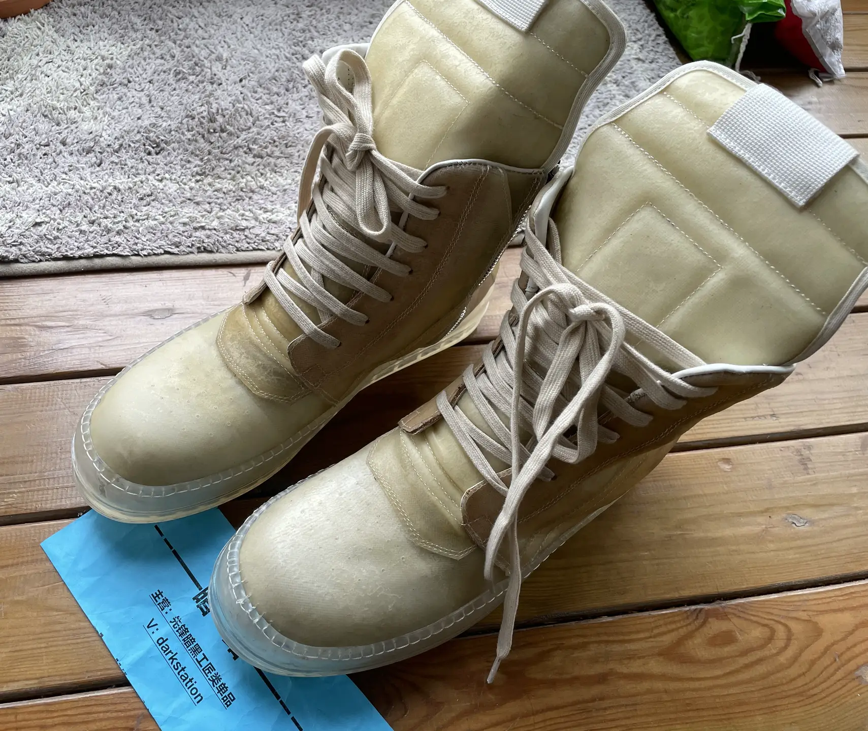 Ghost Transparent Leather Same Style Custom Rick Owens Ro Classic High-End Avant-Garde Dark Shoes Boots