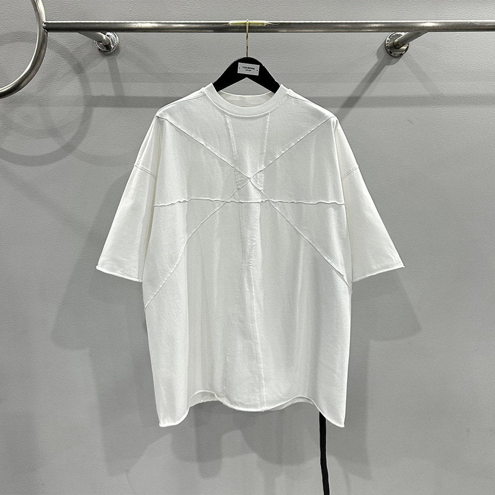 SUBHUMAN Men's 2023 Splicing Cut Piece Loose Large Size Thick Knitted Top Tape Shirt Tide
