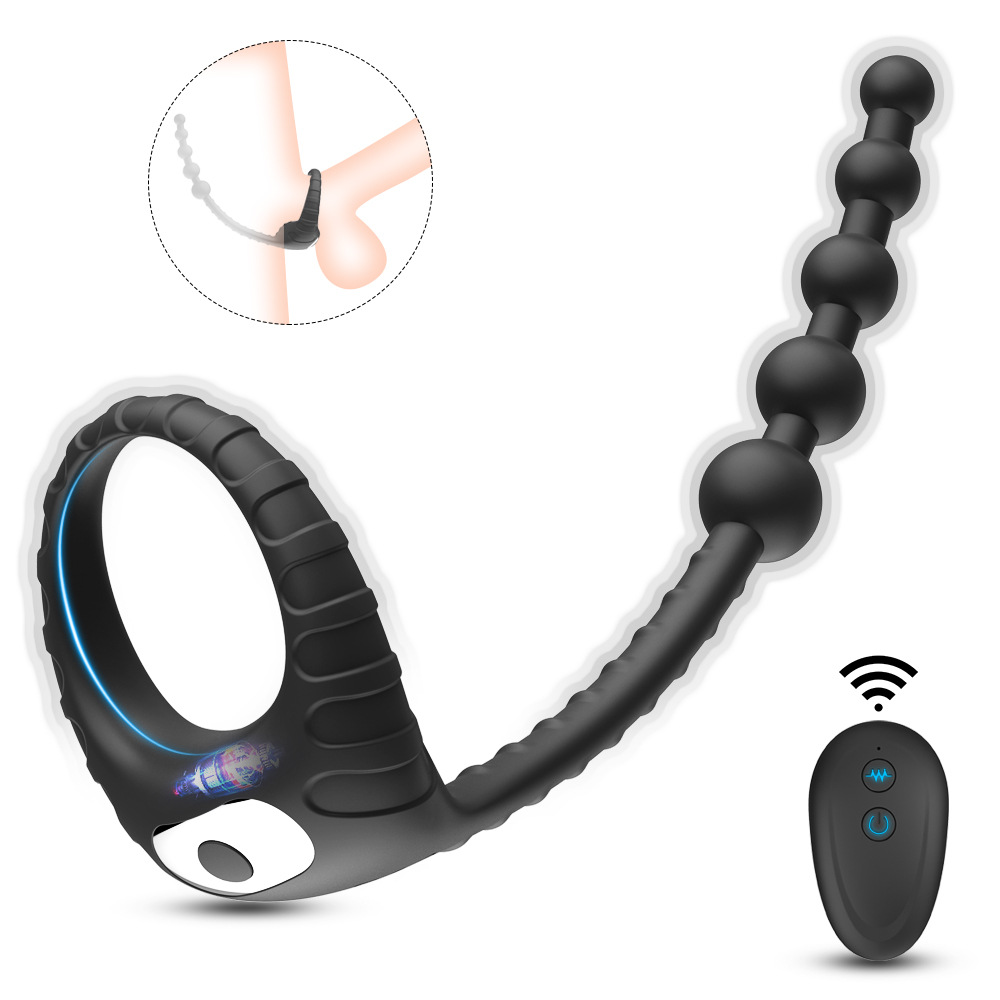 Men's back court pull beads delayed vibration ring clip stimulation prostate men and women share Yin Emperor vibration wonderful fashion tool