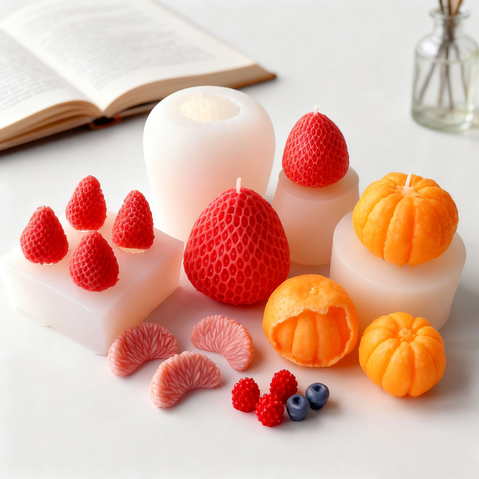 Jiahui Mei Fruit Series Aromatherapy Candle Mold DIY Strawberry Blueberry Chocolate Fondant Cake Decoration Mold