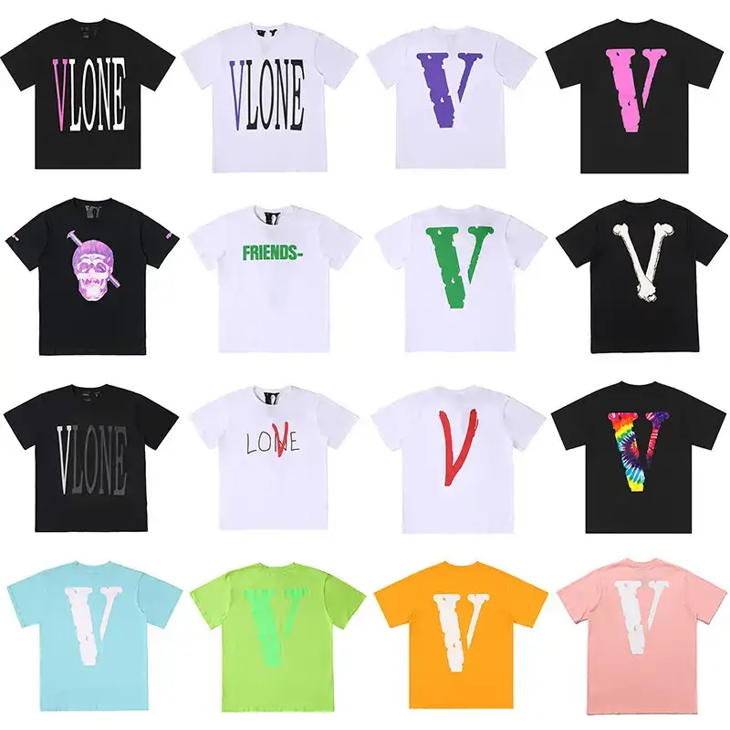 Vlone Short-Sleeve Large V Hiroshi Fujiwara Wang Yibo Same Style Loose Couple Unisex Reflective T-Shirt Summer Drop Shipping