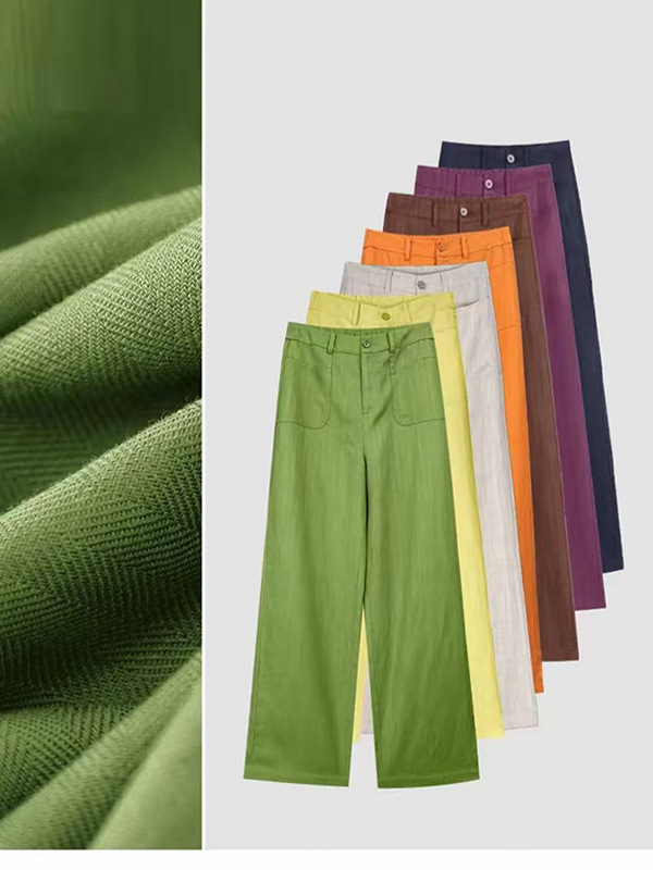 Tencel Linen Green Wide-Leg Pants for Women, Summer Thin Style, 2026 High-Waisted Loose Straight Casual Women's Pants