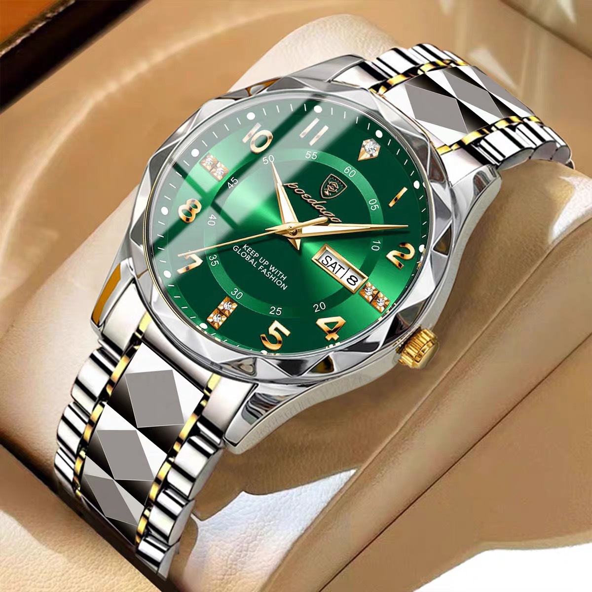 Genuine Men's Watch with Dual Calendar, Waterproof, Luminous, Business-Style, High-End Mechanical Quartz Watch, Men's Watch with Large Dial